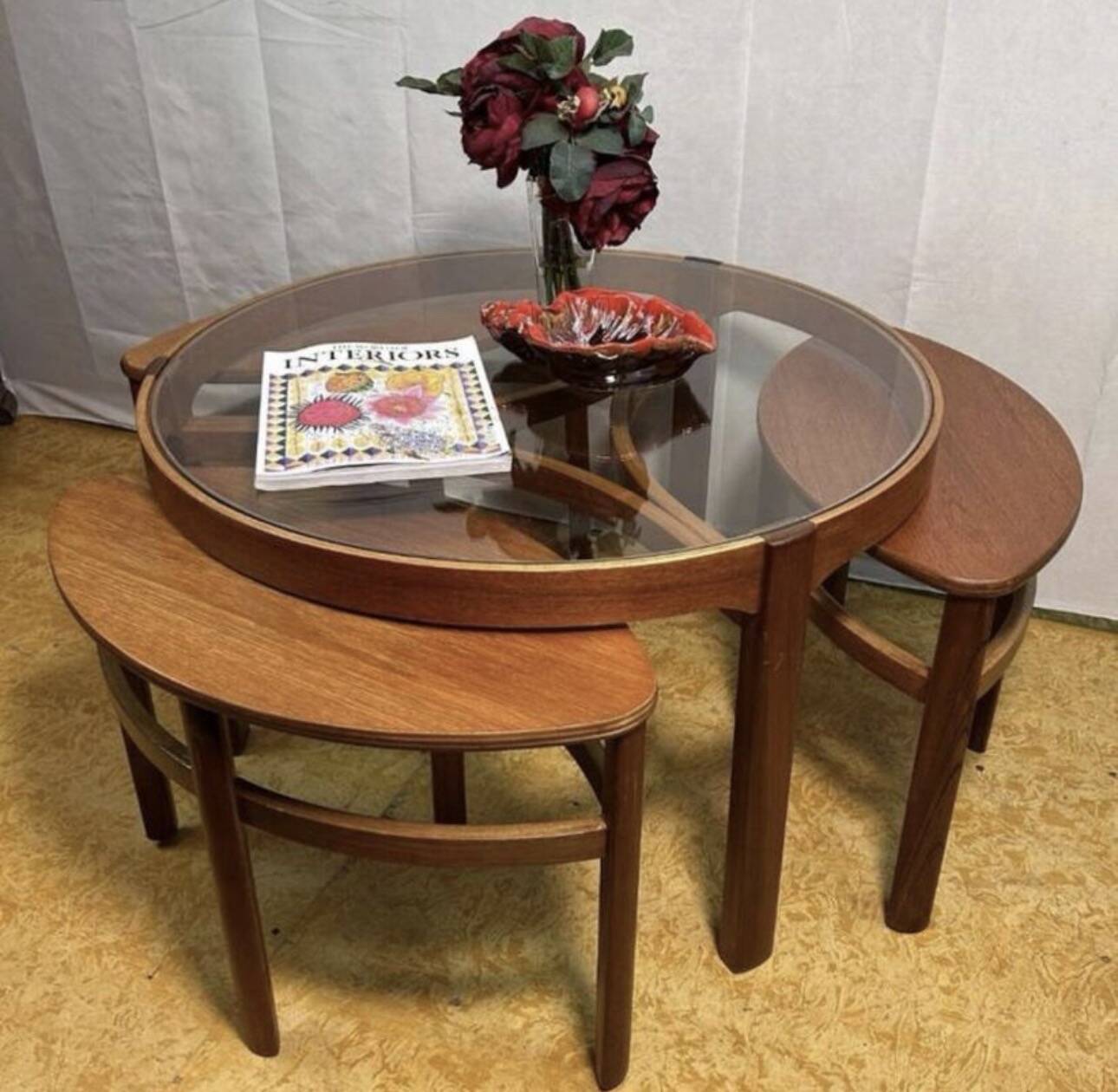 Mid century retro vintage teak trinity coffee table by nathan 1960