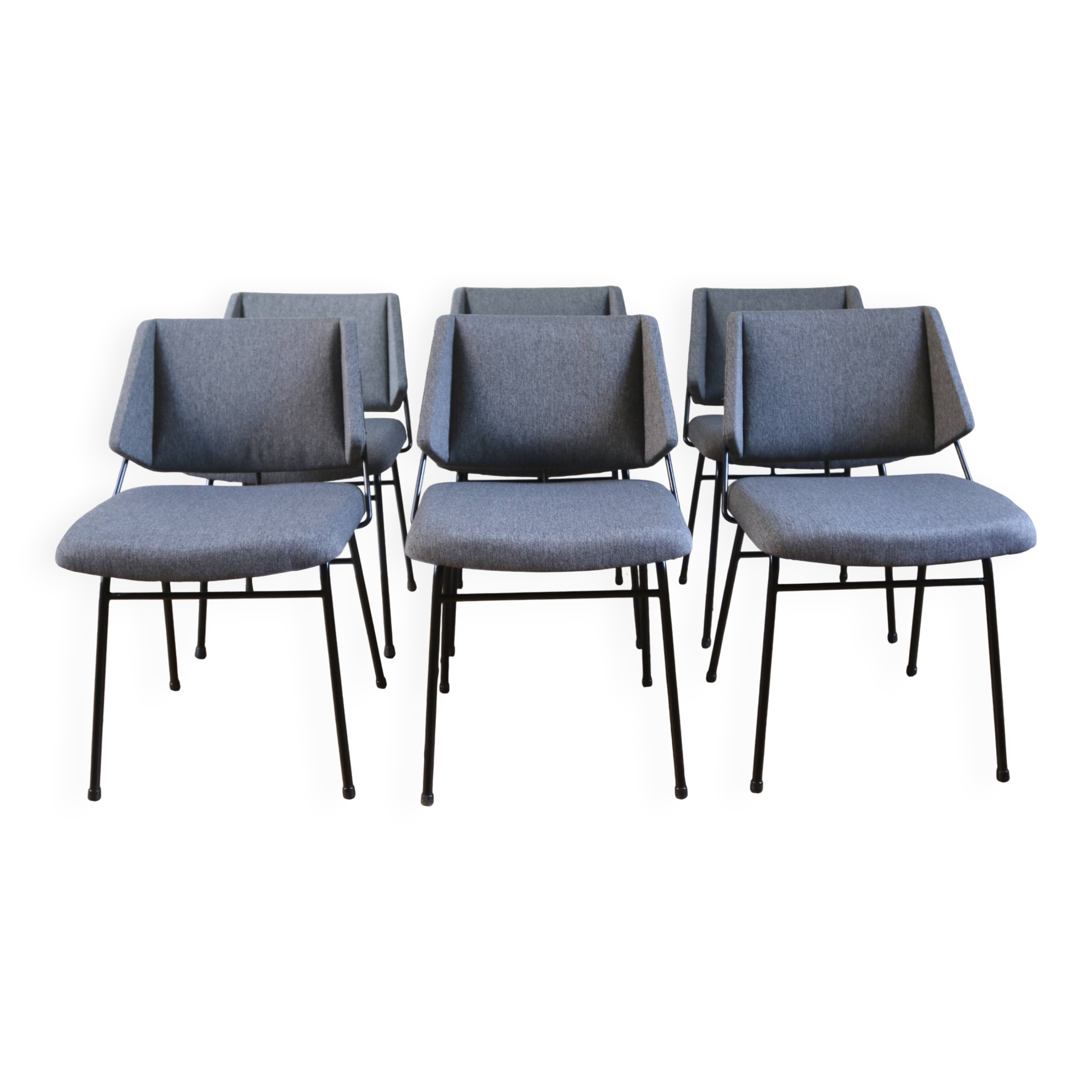 Series of 6 vintage modernist chairs Raphael Raffel, 1950s