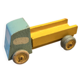 Yellow/grey wooden flatbed truck, vintage toy