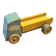 Yellow/grey wooden flatbed truck, vintage toy