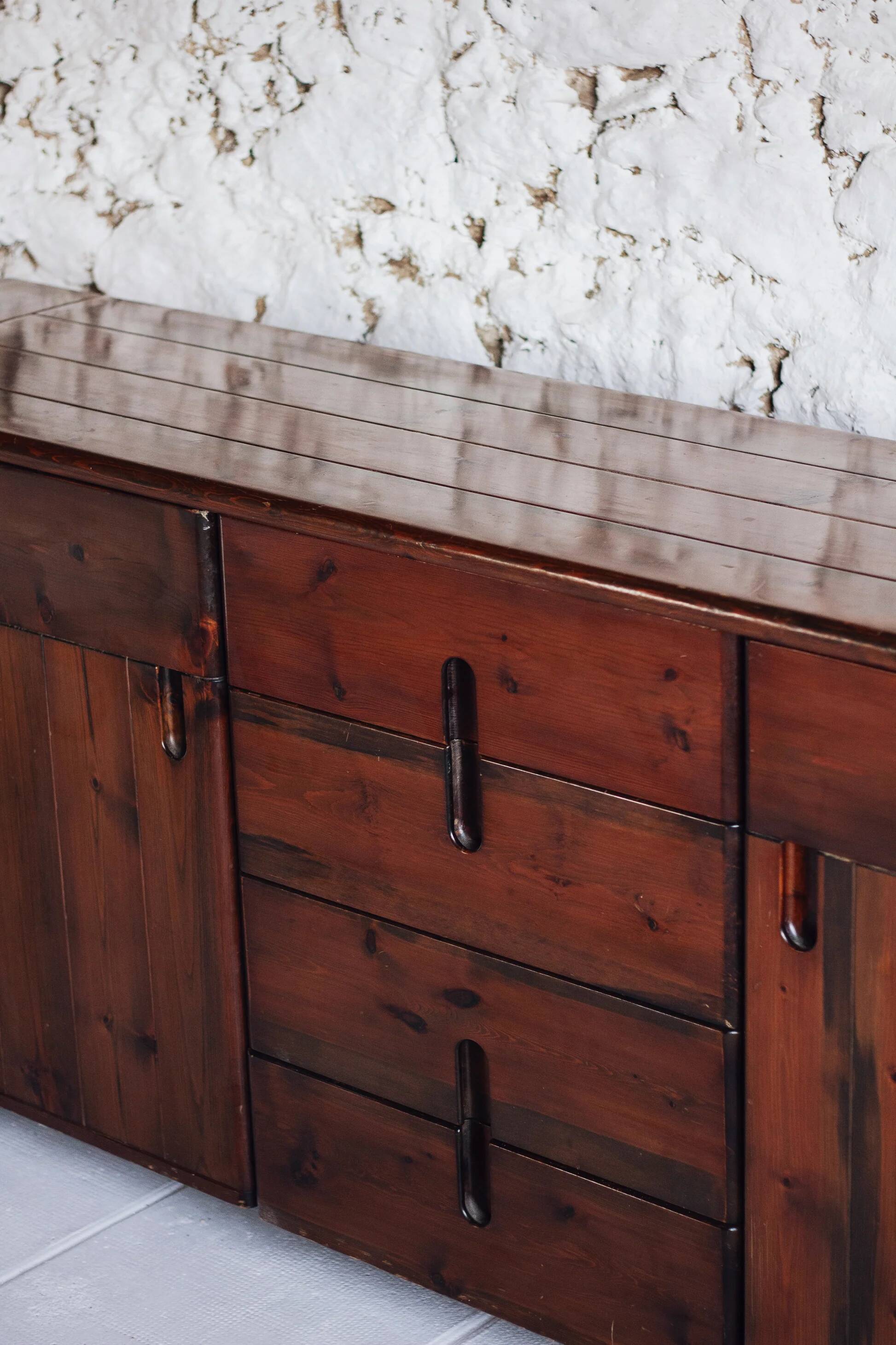 Enfilade by Silvio Coppola in stained solid wood, 1970.