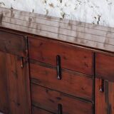 Enfilade by Silvio Coppola in stained solid wood, 1970.