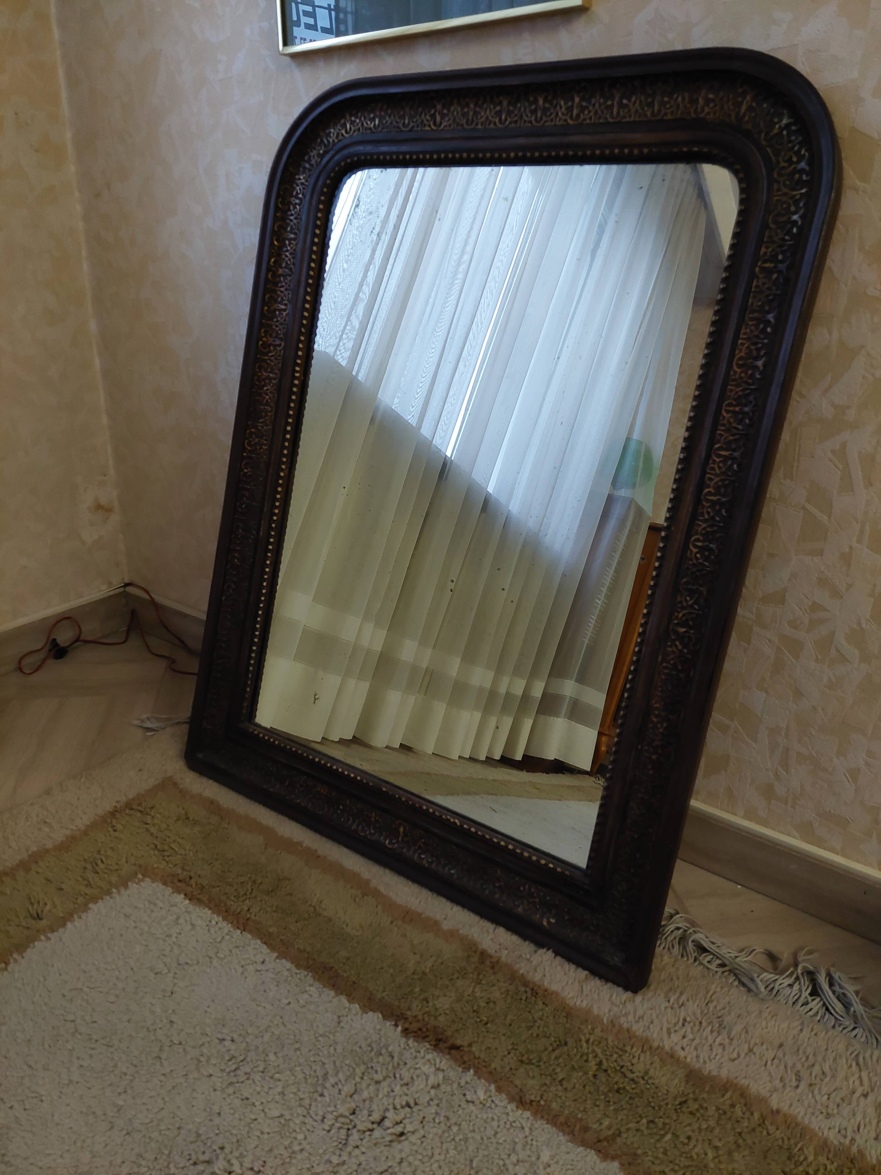 mirror carved wooden semi-circle frame 60x70cm