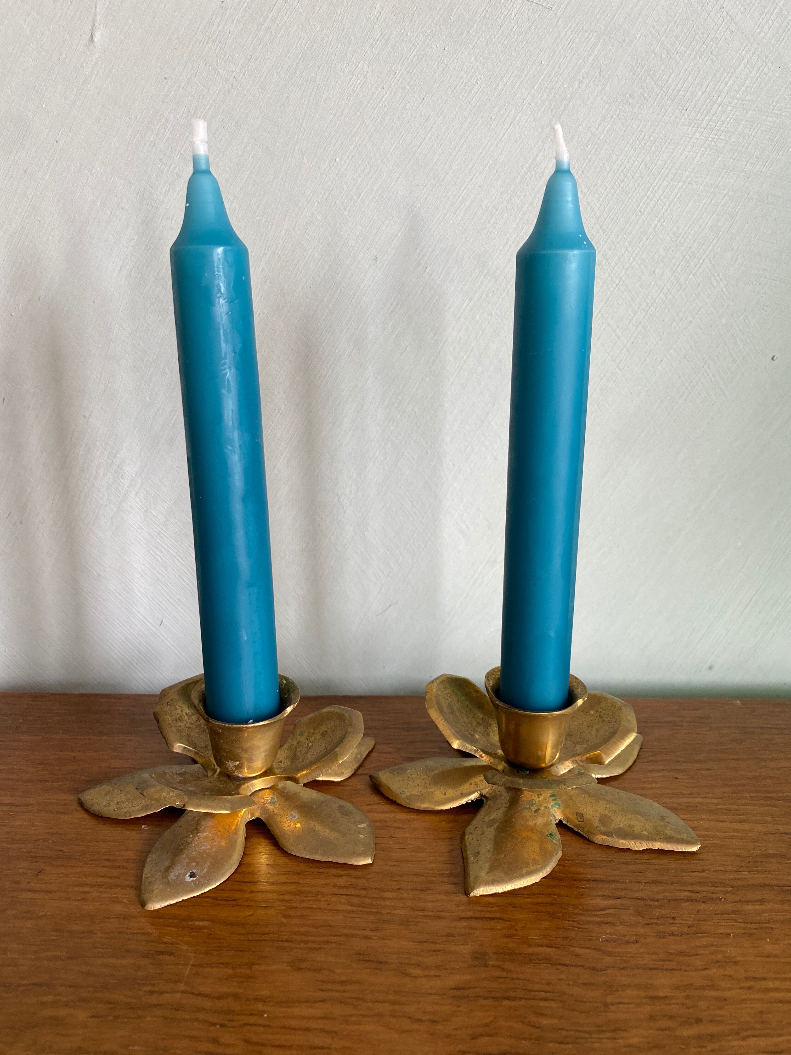 Pair of vintage brass candle holders