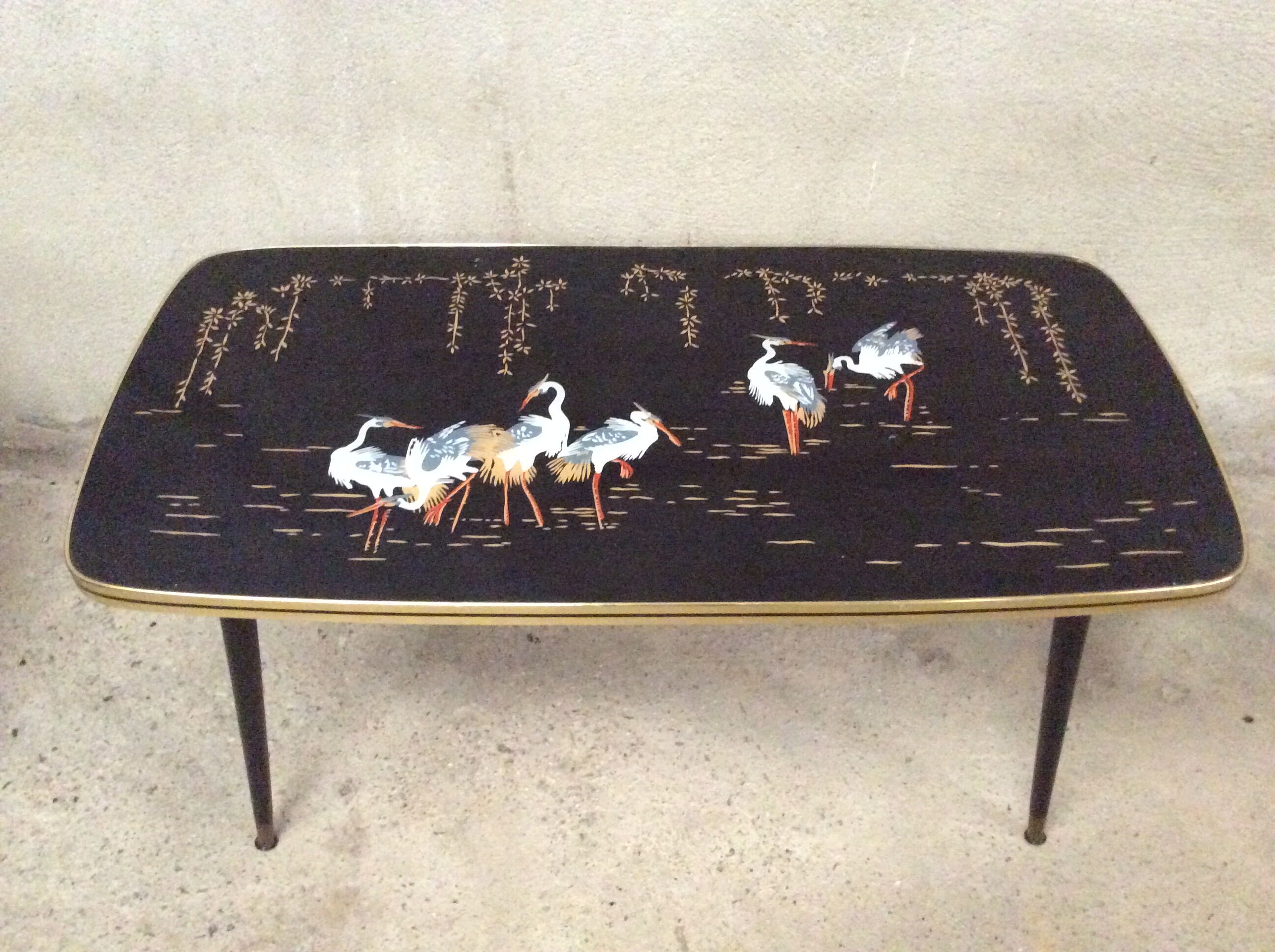 Vintage 1950 retro glass coffee table