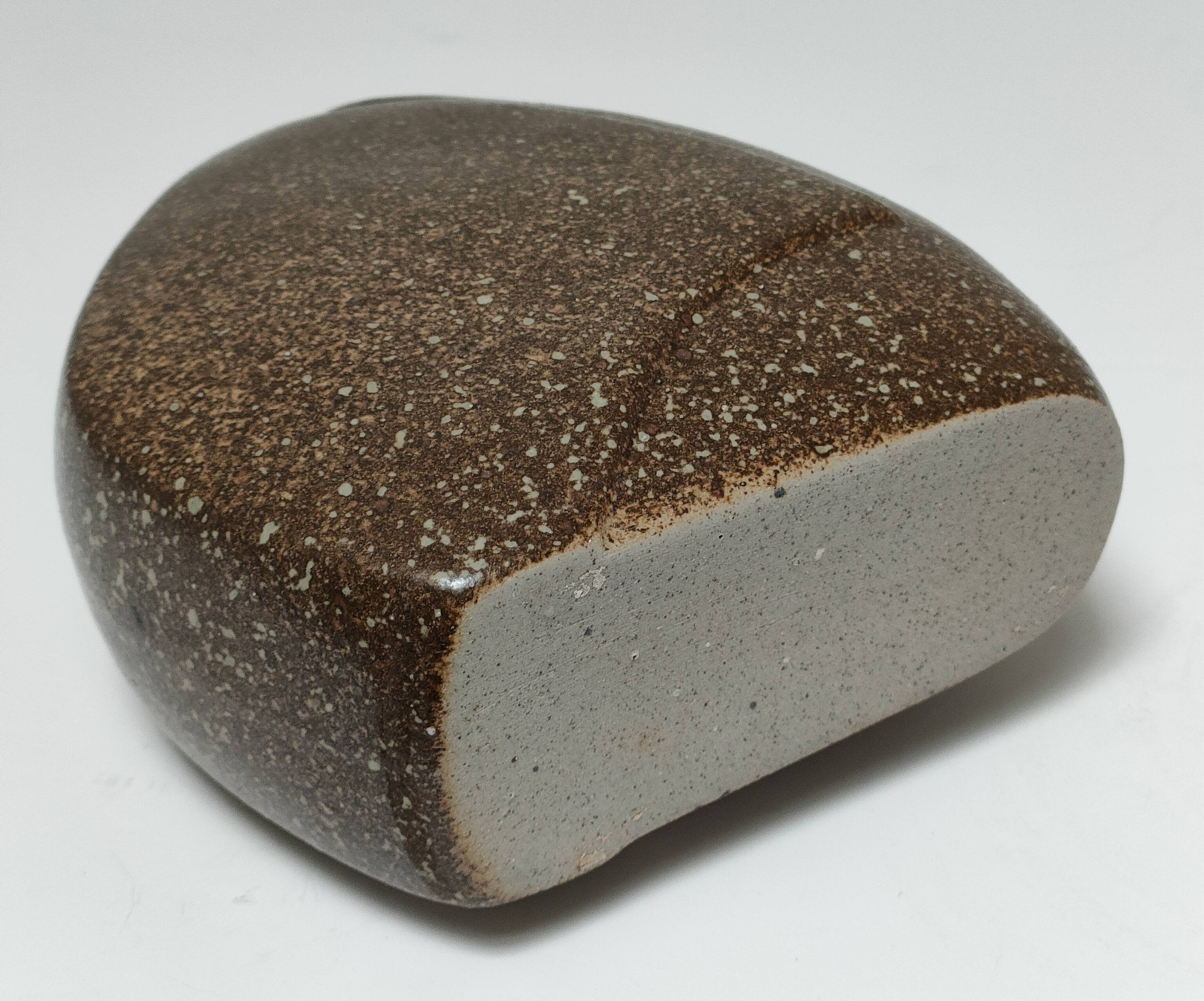 Flat enamelled stoneware vase 80s design