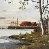 Tableau : huile sur toile - paysage bord de mer