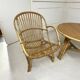 Audoux-Minnet rattan lounge set, 2 armchairs and table 1950-1960