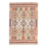 Tapis kilim vintage turc Oushak fait main vert orange des années 1970 107x158