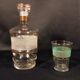 Carafe and glass in granite glass and gold edging