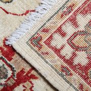 Red beige wool rug handmade oriental carpet traditional living room rug- 86x123cm