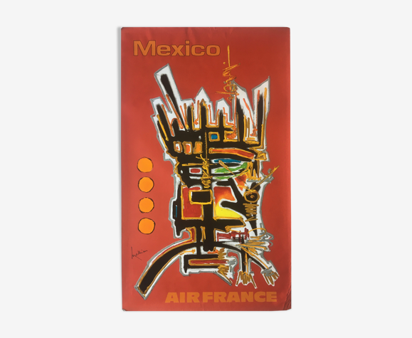 Affiche originale "Mexico" de Georges Mathieu réalisée pour Air France en 1967