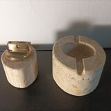 Travertine lighter and ashtray set Cerri Nestore Italy