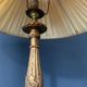 Antique lamp in gilded carved wood, tripod, Napoleon III, 19th century