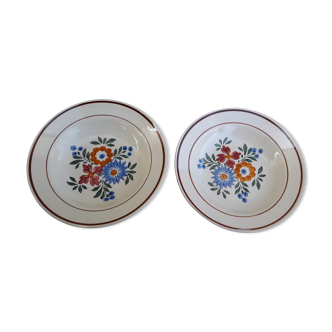 2 hollow plates in earthenware HBCM Creil Montereau model silver rating diam 22 cm