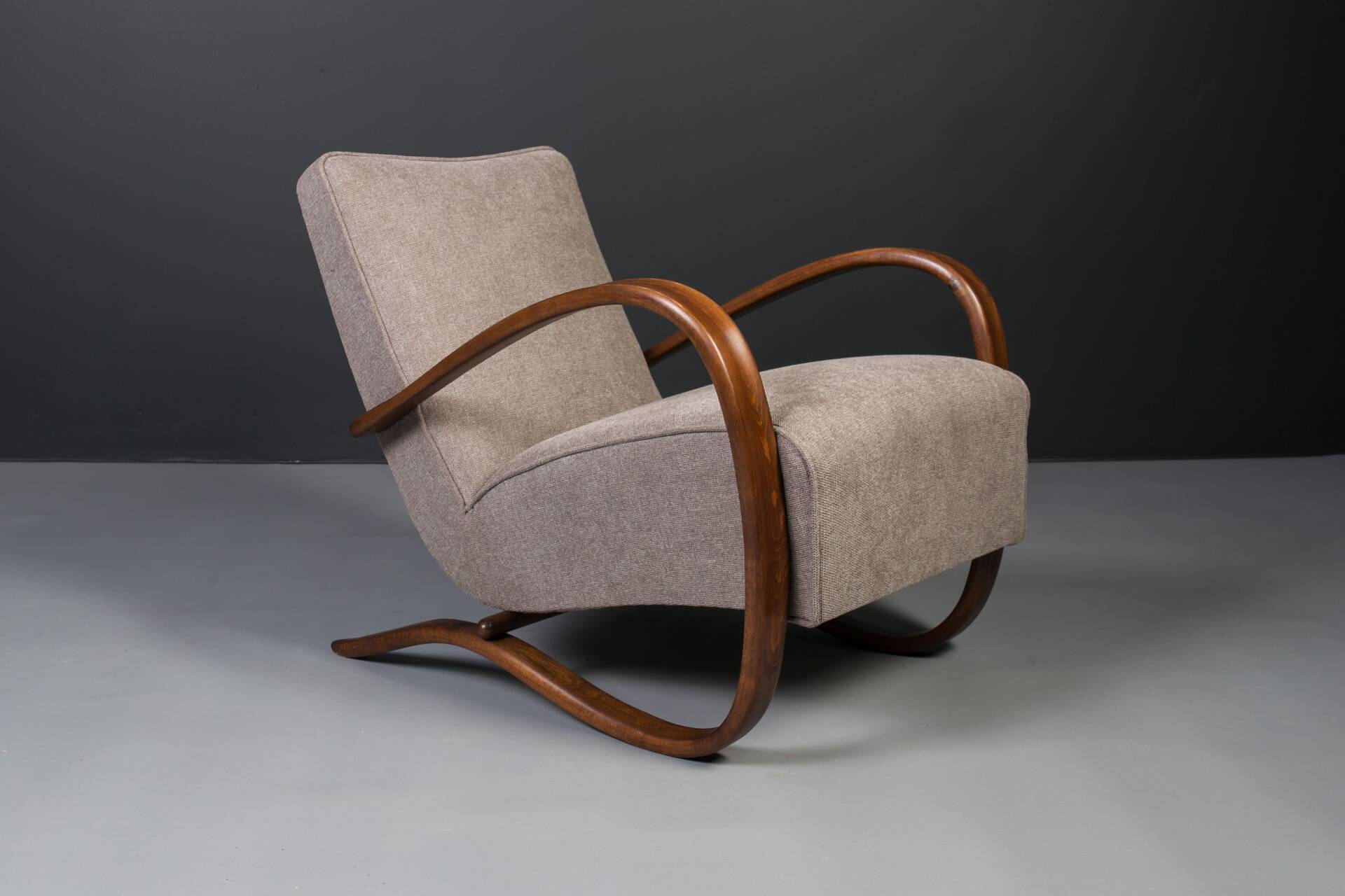 Rare Art Deco armchairs by J. Halabala, model H269, 1930s, set of 2.