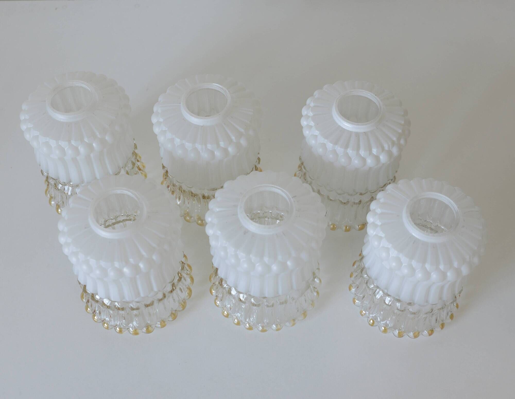Set of 6 Vintage Replacement Glass Shades / DIY Hanging Lamp / Bedside Ligh