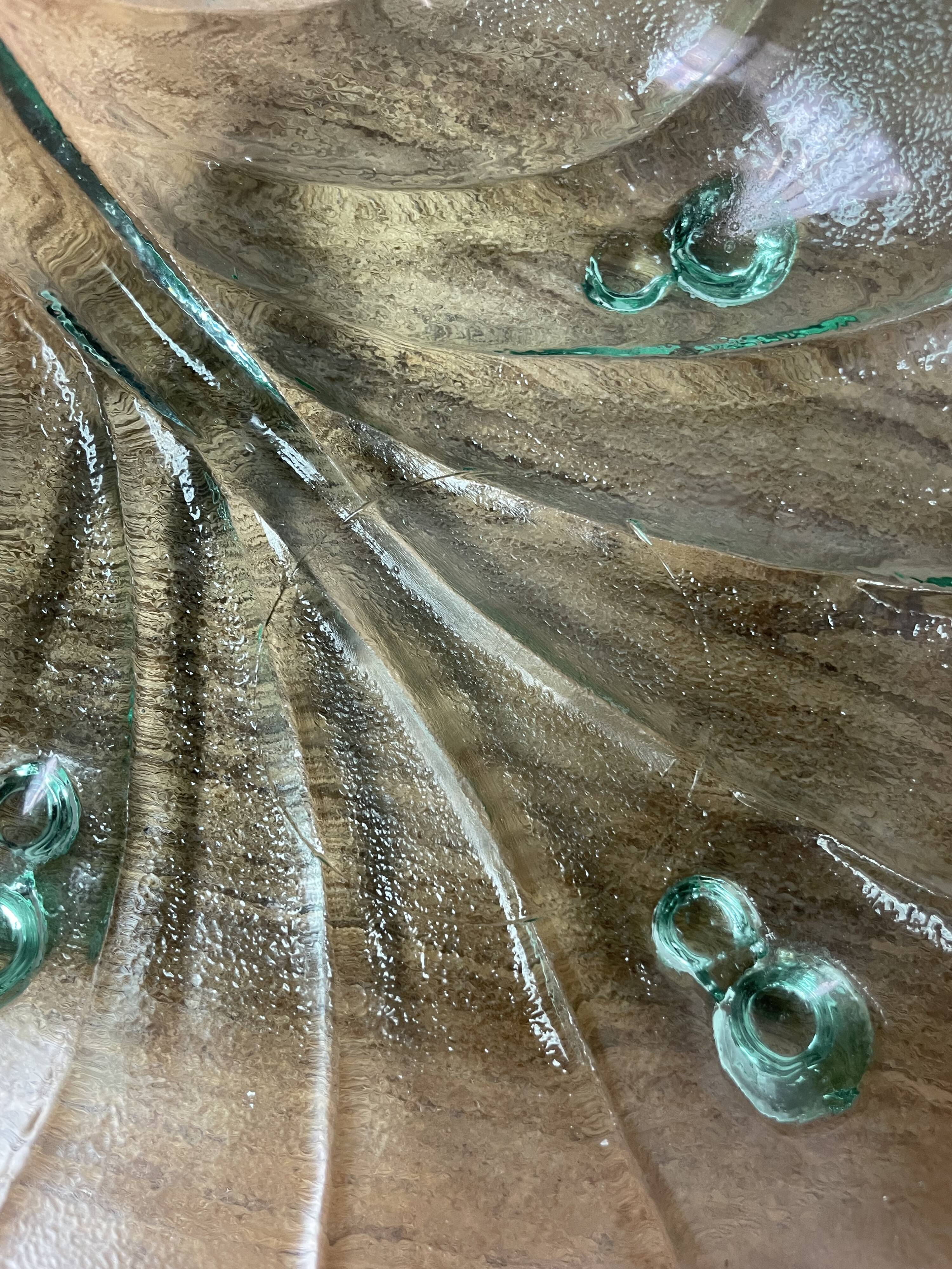 Tinted glass “leaf” dish