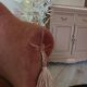 Old rose velvet armchair
