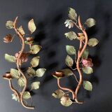 Pair of painted sheet metal flower sconces, Italian, 1960