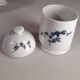 Set of sugar bowls and 7 mugs / cups with blue flowers in Limoges porcelain