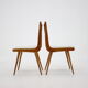 1960s Set of Six Rare Oak Dining Chairs, Czechoslovakia