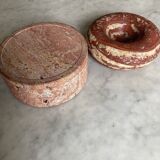 Set of ashtrays and boxes in travertine attributed to Enzo Mari 1970