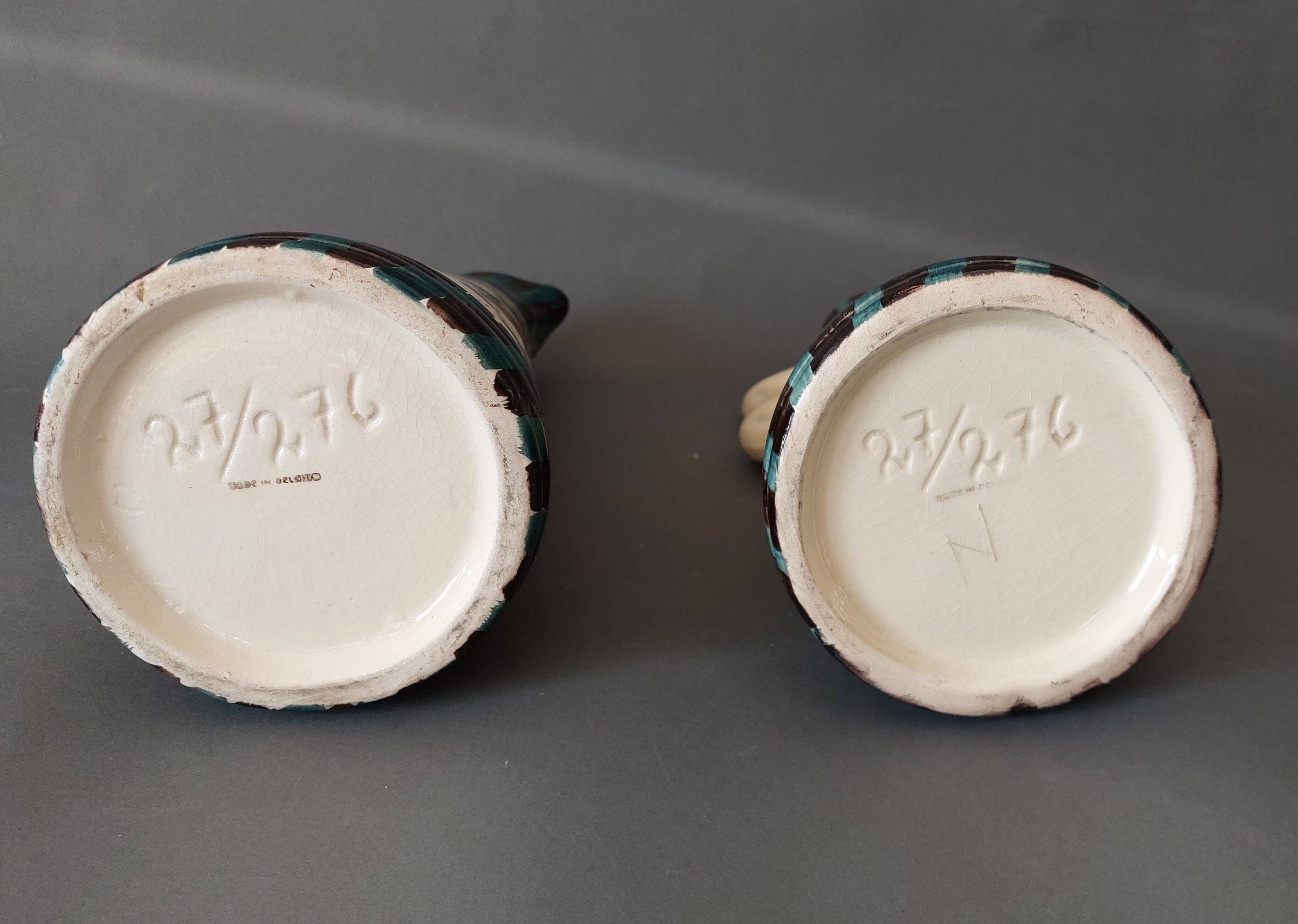 Pair of vases with handles made in Belgium 1950/1960.