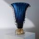 Vintage Murano glass vase by Barovier, royal blue with gold, 1960s.