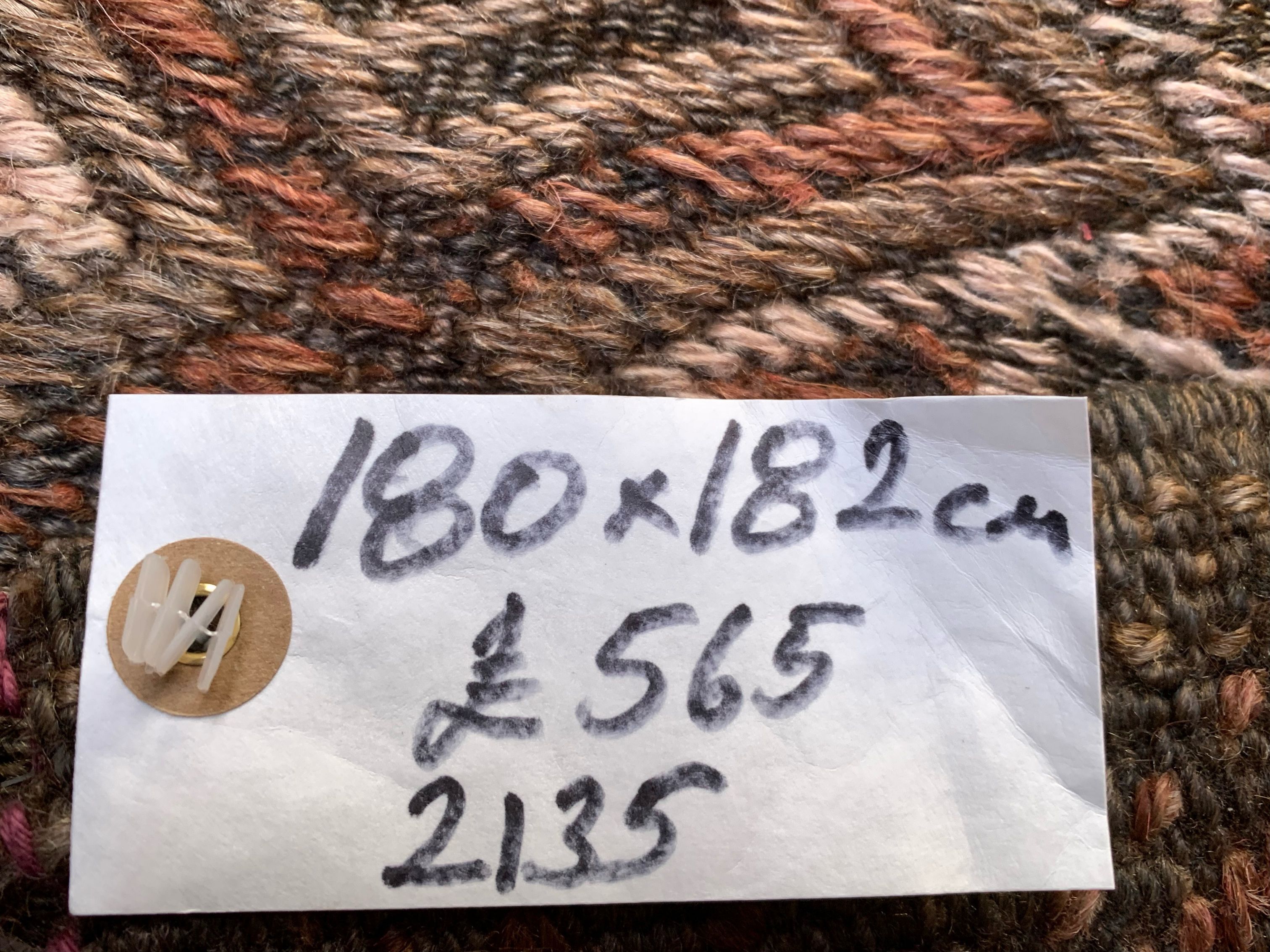 Large Vintage Turkish Kilim Rug 180x182 cm Wool Kelim, Square