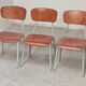 Set of 3 Czech school chairs in metal and wood.