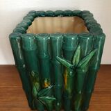 Cache pot barbotine Orchies forme bambou vintage