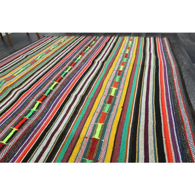 1970s Vintage Turkish Oushak Handmade Wool Cotton Yellow Area Rug 185x267