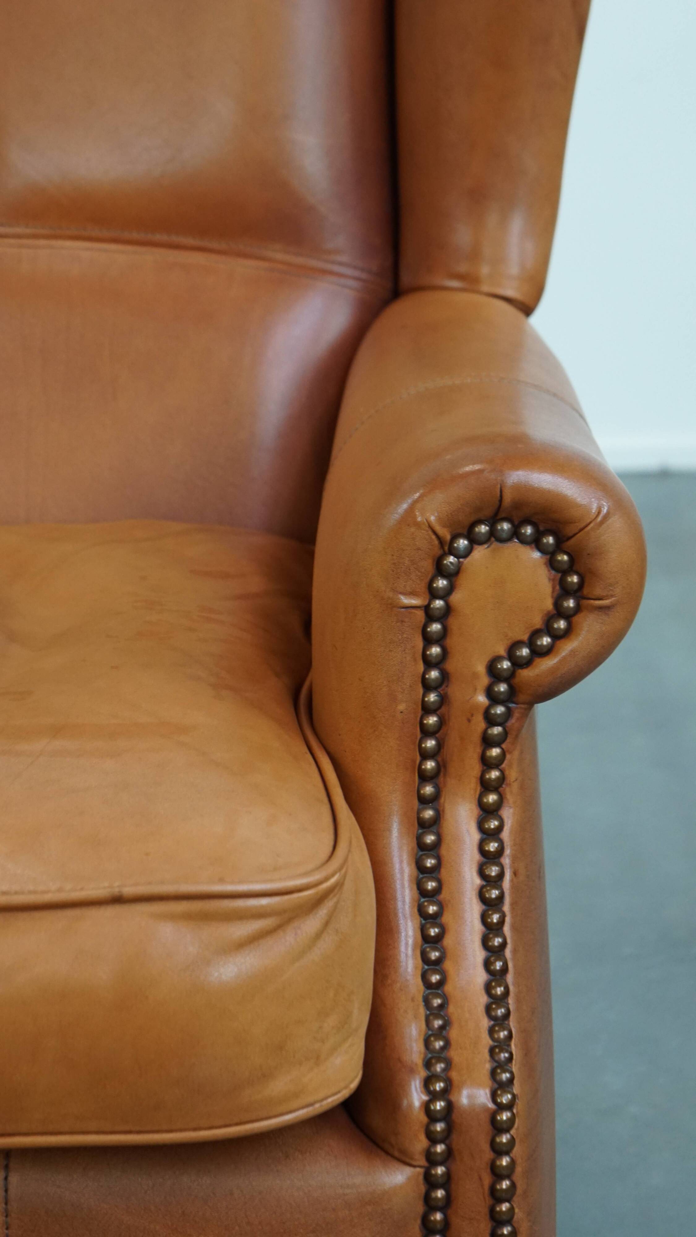 Wingback Chair Made of Cowhide Leather