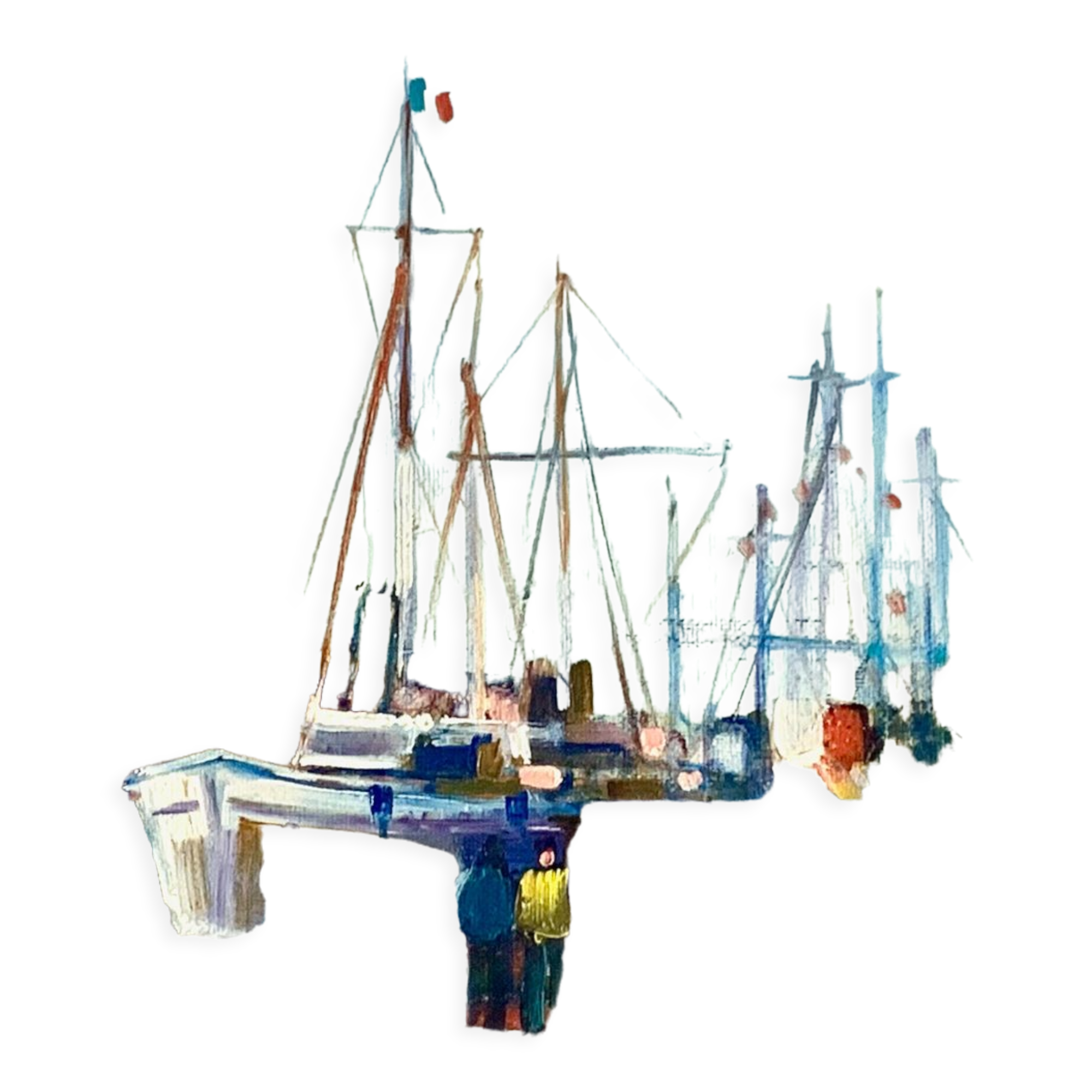 Oil on canvas framed representing the Breton port of Dahouët