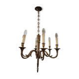 Lustre en bronze doré style Louis XVI - 6 lumières