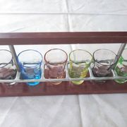 Serviteur de verres colorés à liqueur Art déco