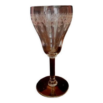 Port glass or crystal aperitif engraved nineteenth