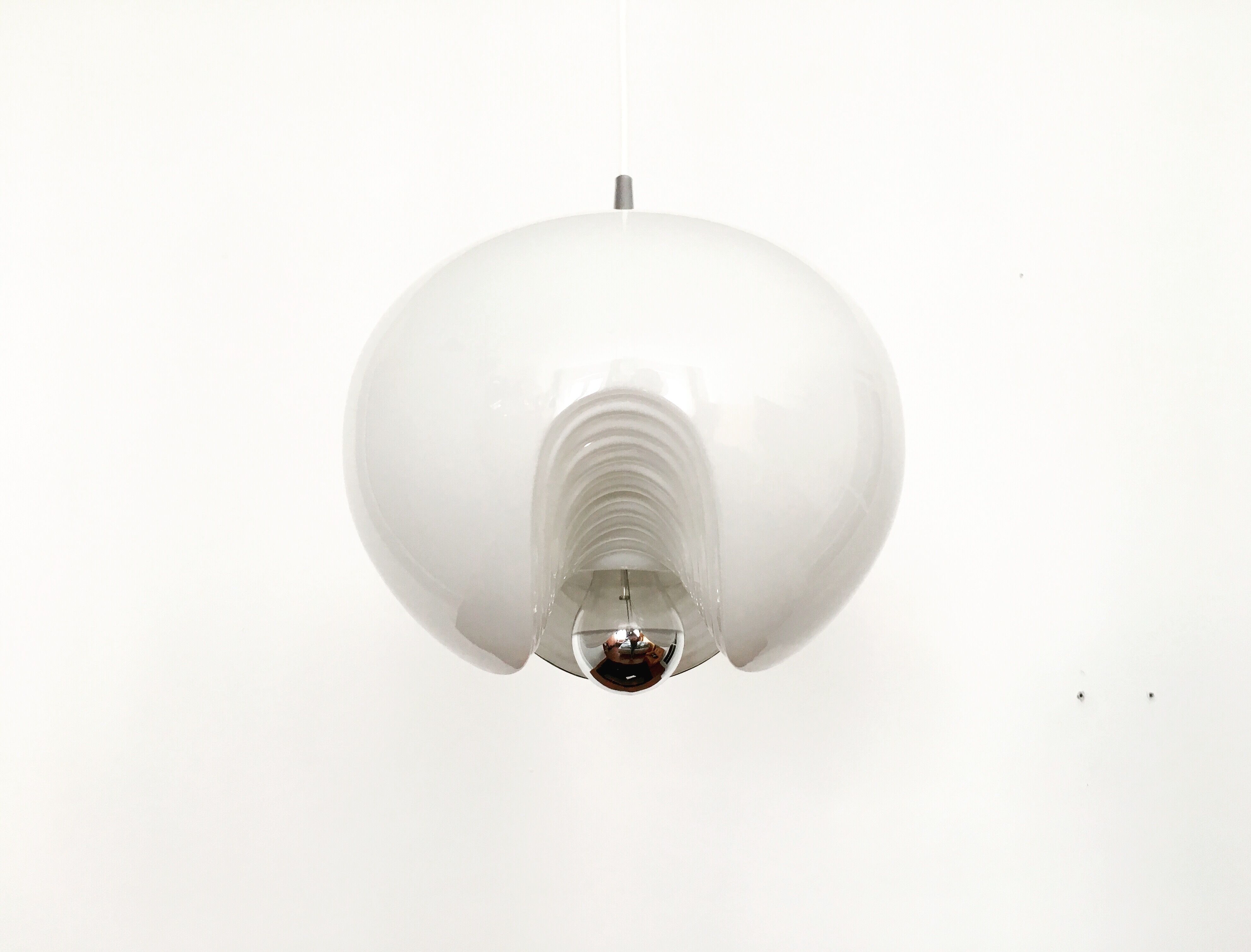 White glass Wave pendant lamp by Koch and Lowy for Peill and Putzler