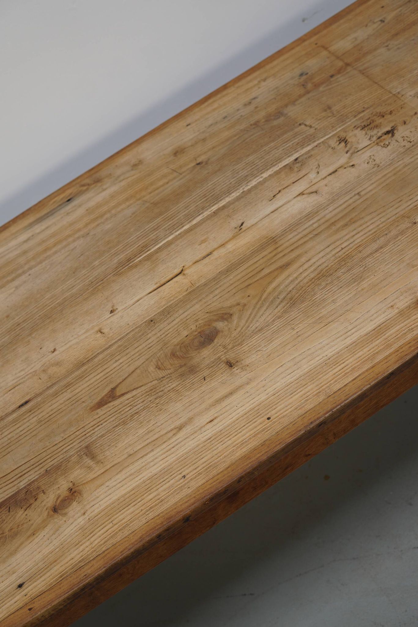 Antique Elm Early 20th Century French Rustic Farmhouse Dining Table