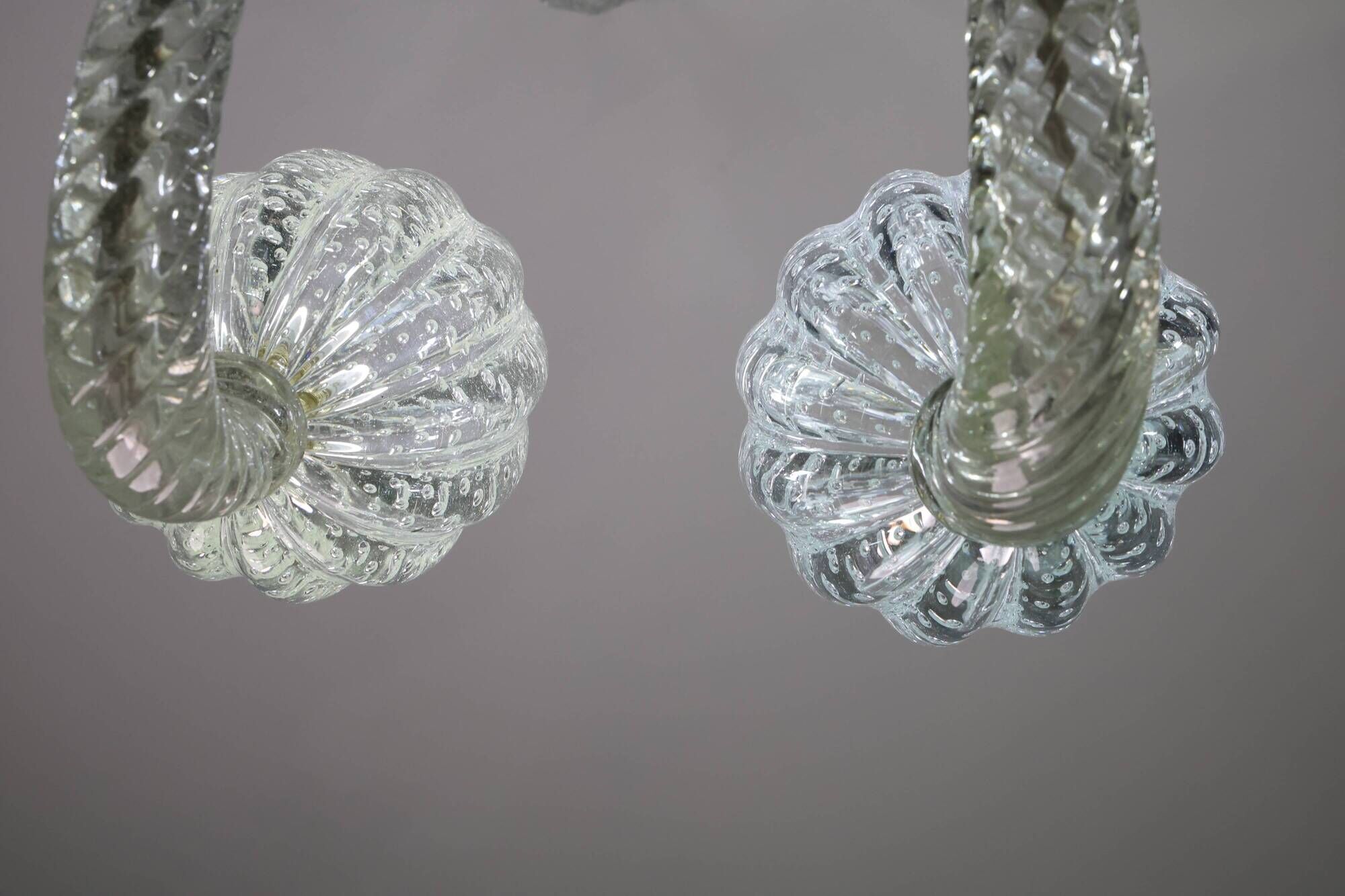 Amazing 6 Light BarovierArt Deco Chandelier, "Bullicante" Glass Murano, 194