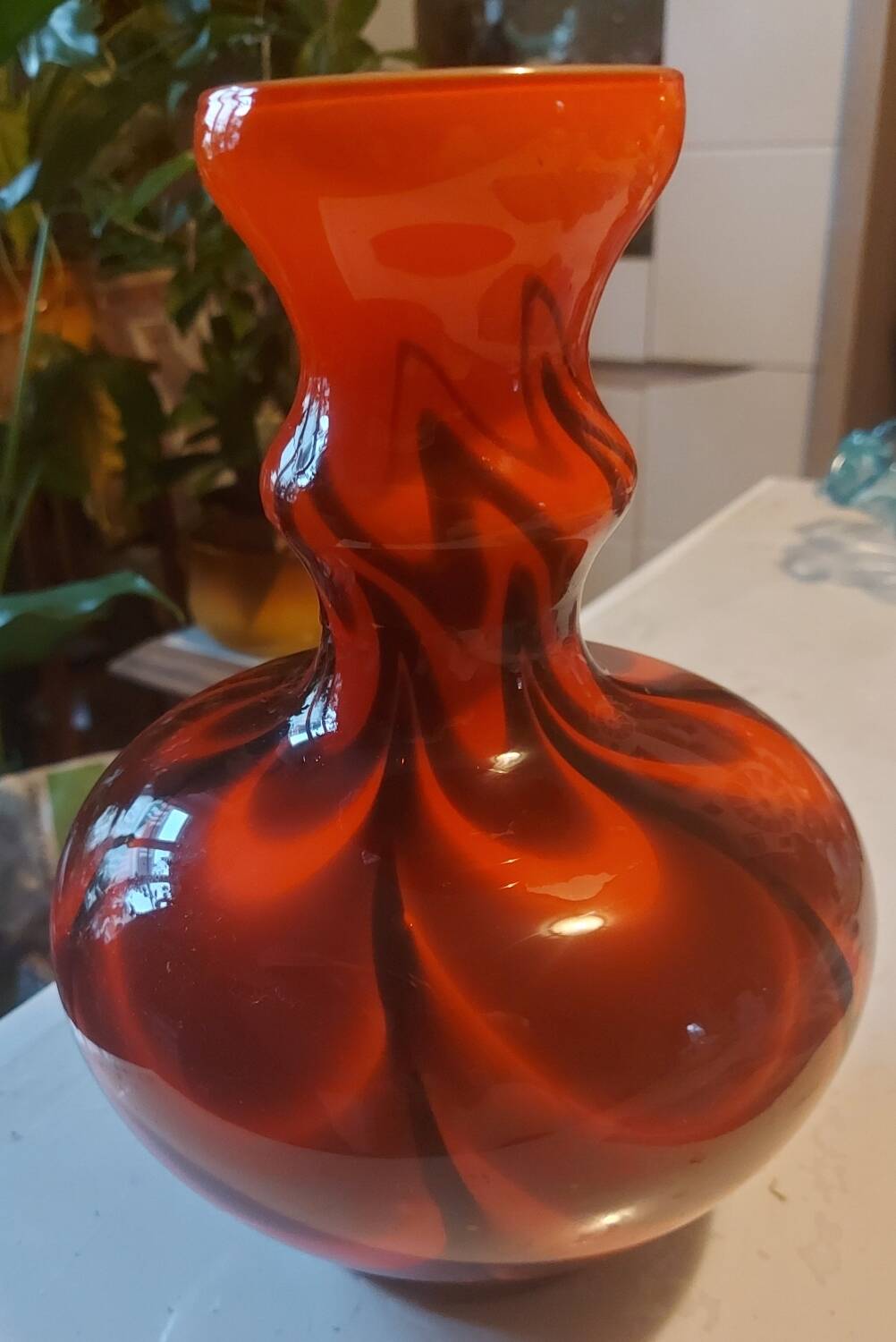 Vintage red opaline vase
