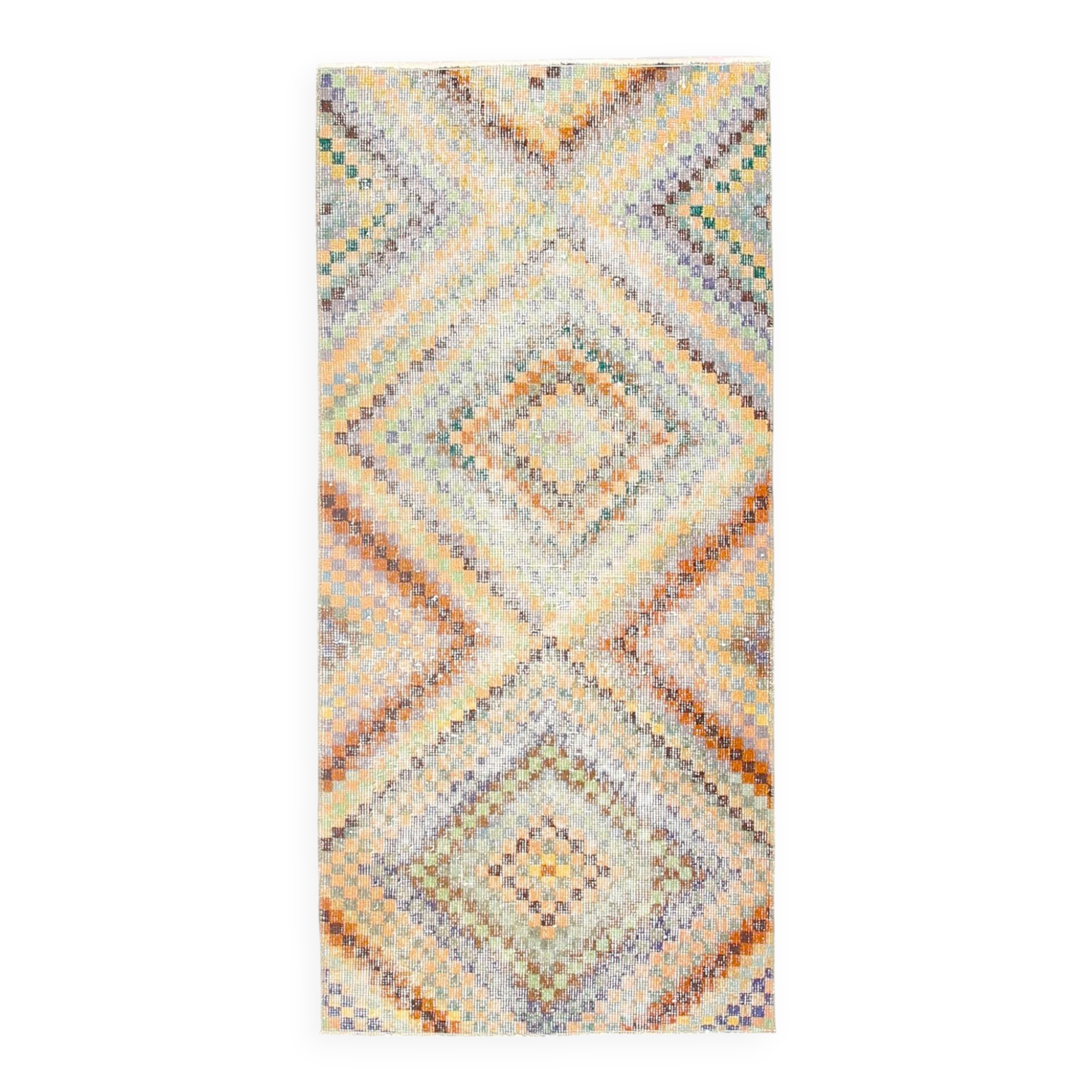 2x5 Turkish Multicolor Vintage Kitchen Runner Rug, 71x154Cm