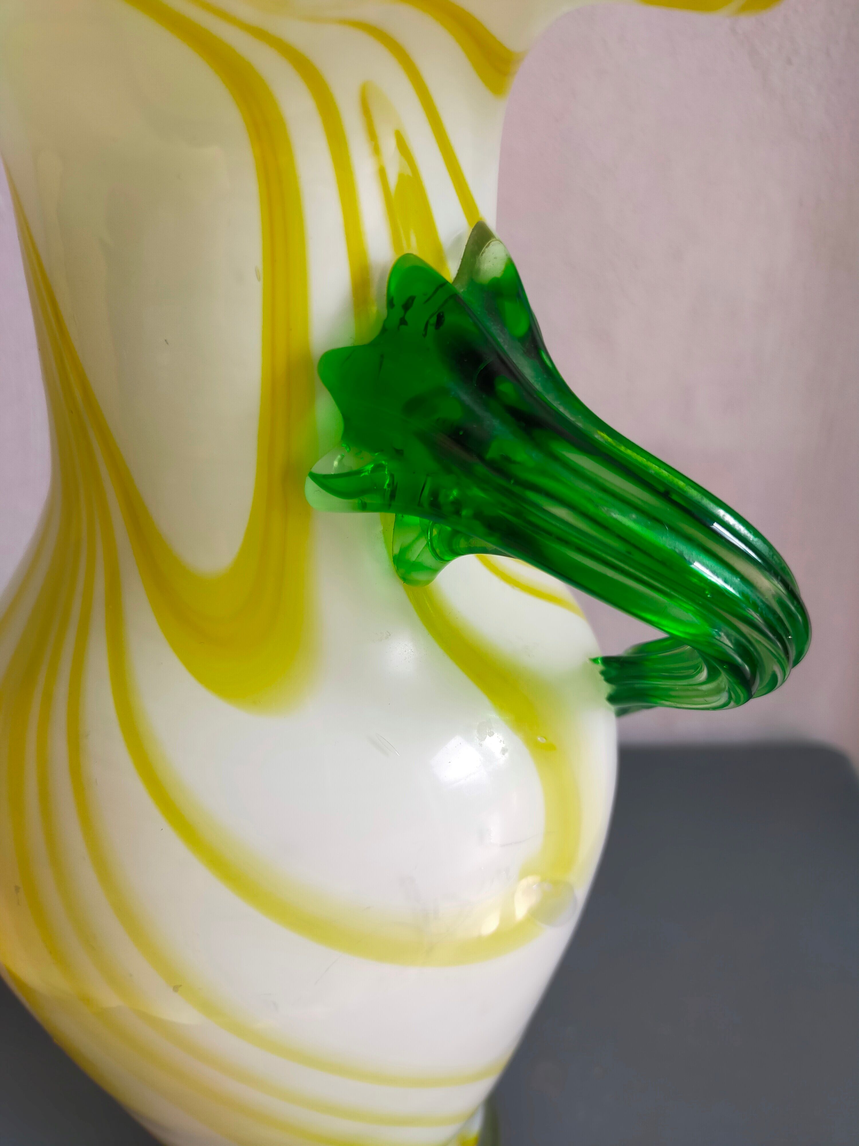 Yellow and green glass vase
