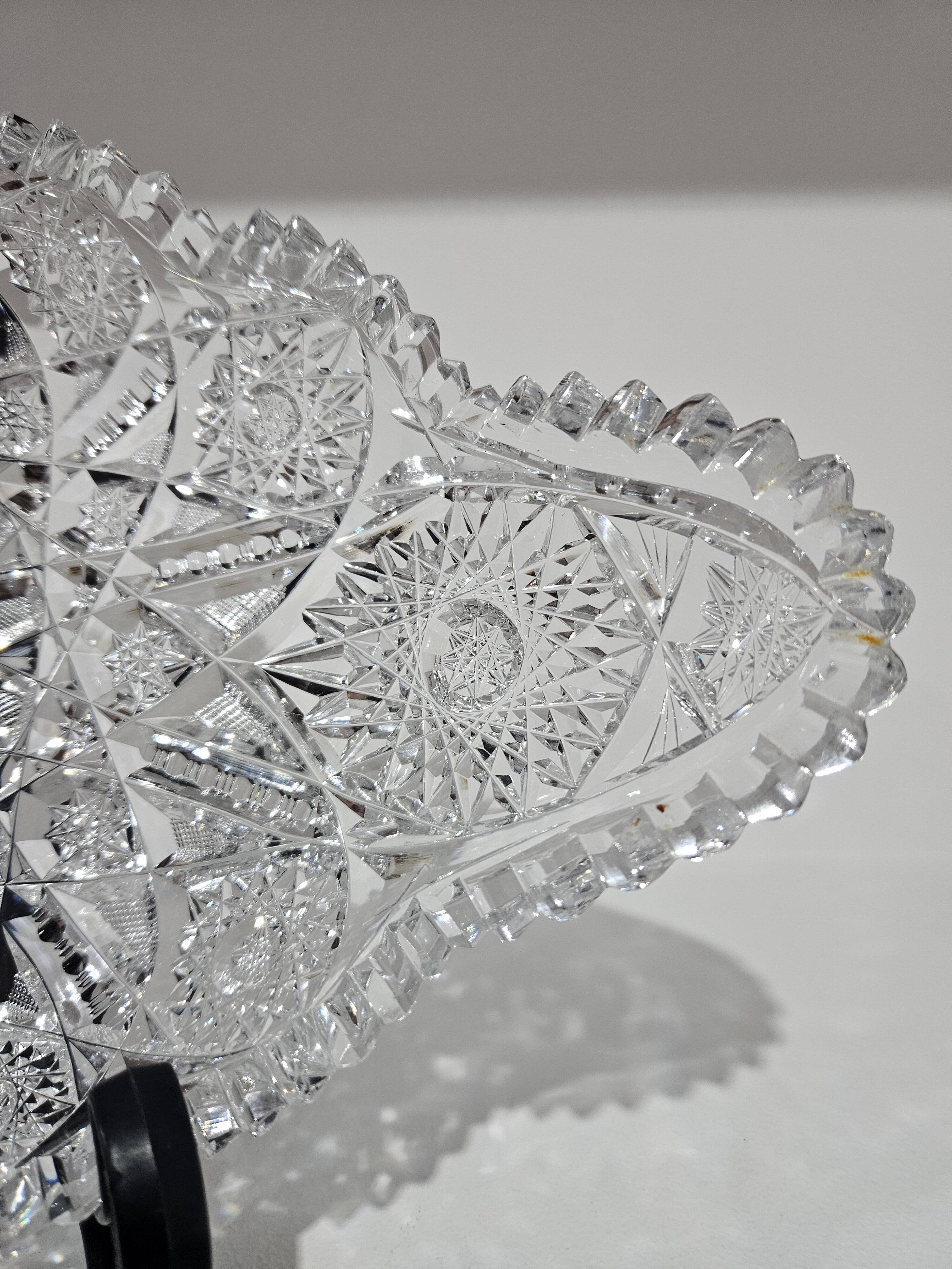 Starry Pattern Crystal Bowl, American, American Brilliant Cut Glass, 1920s.
