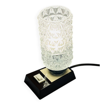 Massive bedside lamp in cut glass