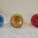 Set of 3 colored crystal stemmed glasses