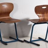 Chaises d'école d'époque (c.1950). Ensemble de 4 pièces