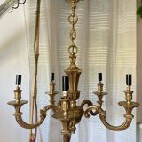 Louis XVI chandelier, 20th century, in solid gilded bronze