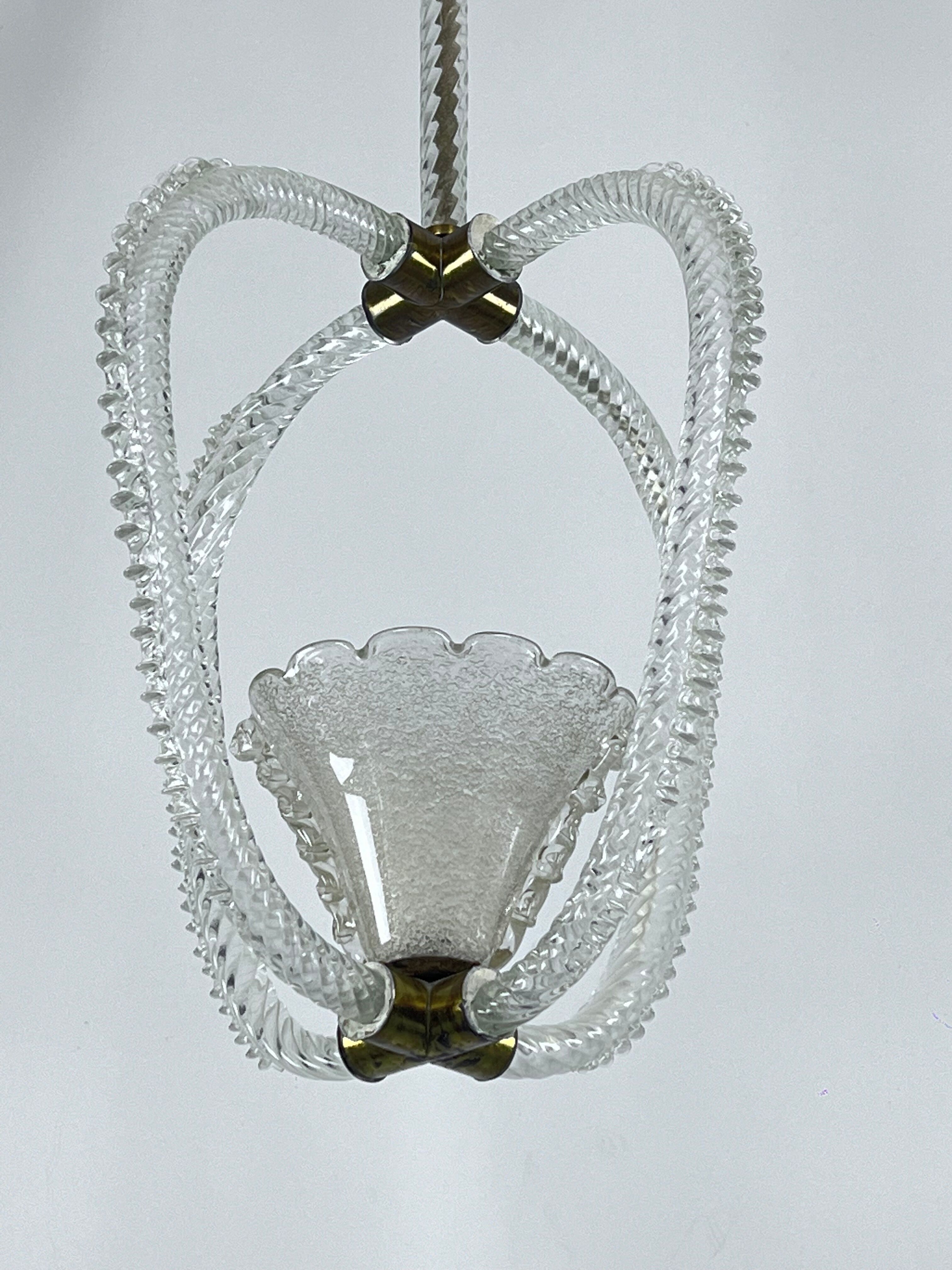 Ercole Barovier Murano glass pendant lamp Italy 1930s